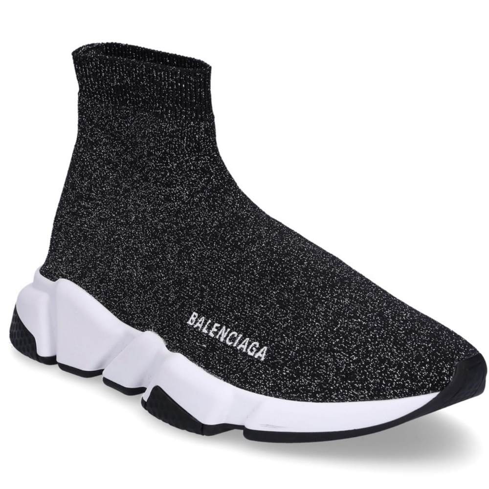 Balenciaga Speed Sneakers Slip-on Cotton blend Glitter black silver size 39